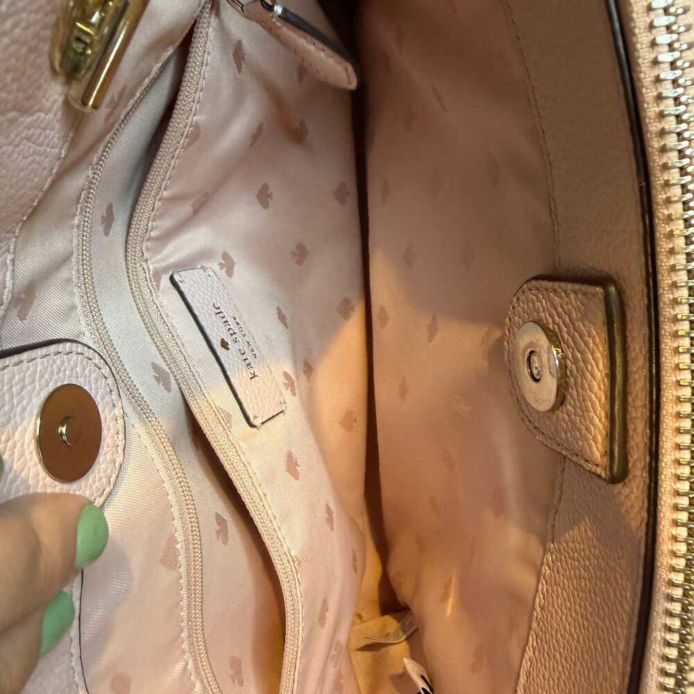 Kate Spade New York Blush Pink Pebbled Leather Tote Bag Chain Shoulder Strap - Picture 7 of 12